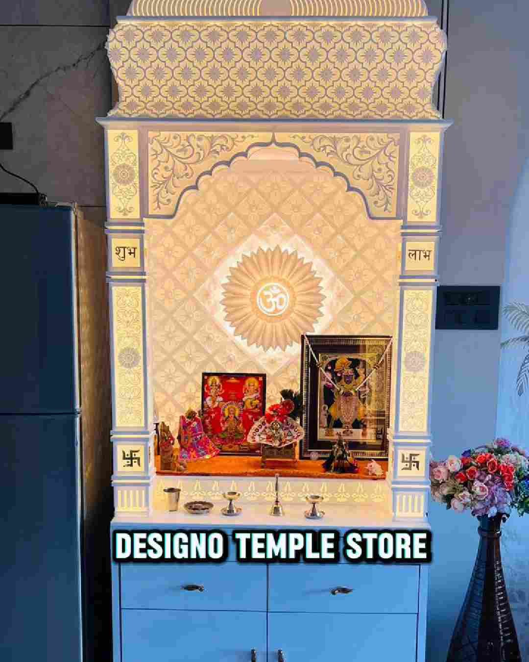 LUXURY CORIAN MANDIR WITH LIGHT IMG1- DESIGNOTEMPLESTORE